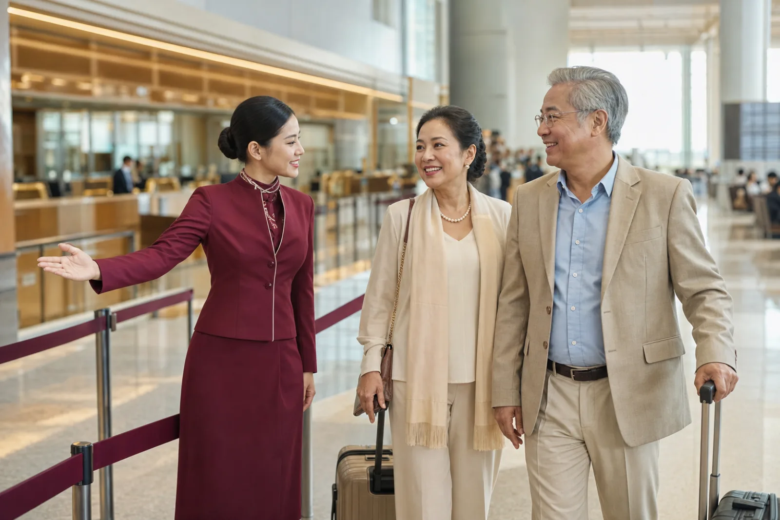 Fast Track host assisting a traveler at the terminal